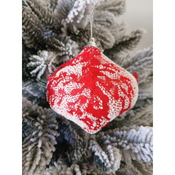 Елочное украшение Юла красного цвета Ø80мм, цена за набор 3 шт (SH294)